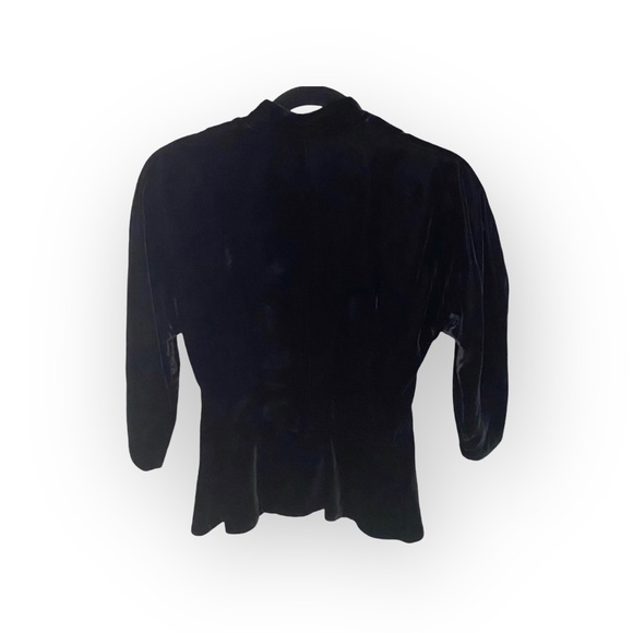 Vintage 50’s: Bernetti ❁ Mother of Pearl Embellish Peplum Velvet Jacket ❁ Black - Picture 3 of 16